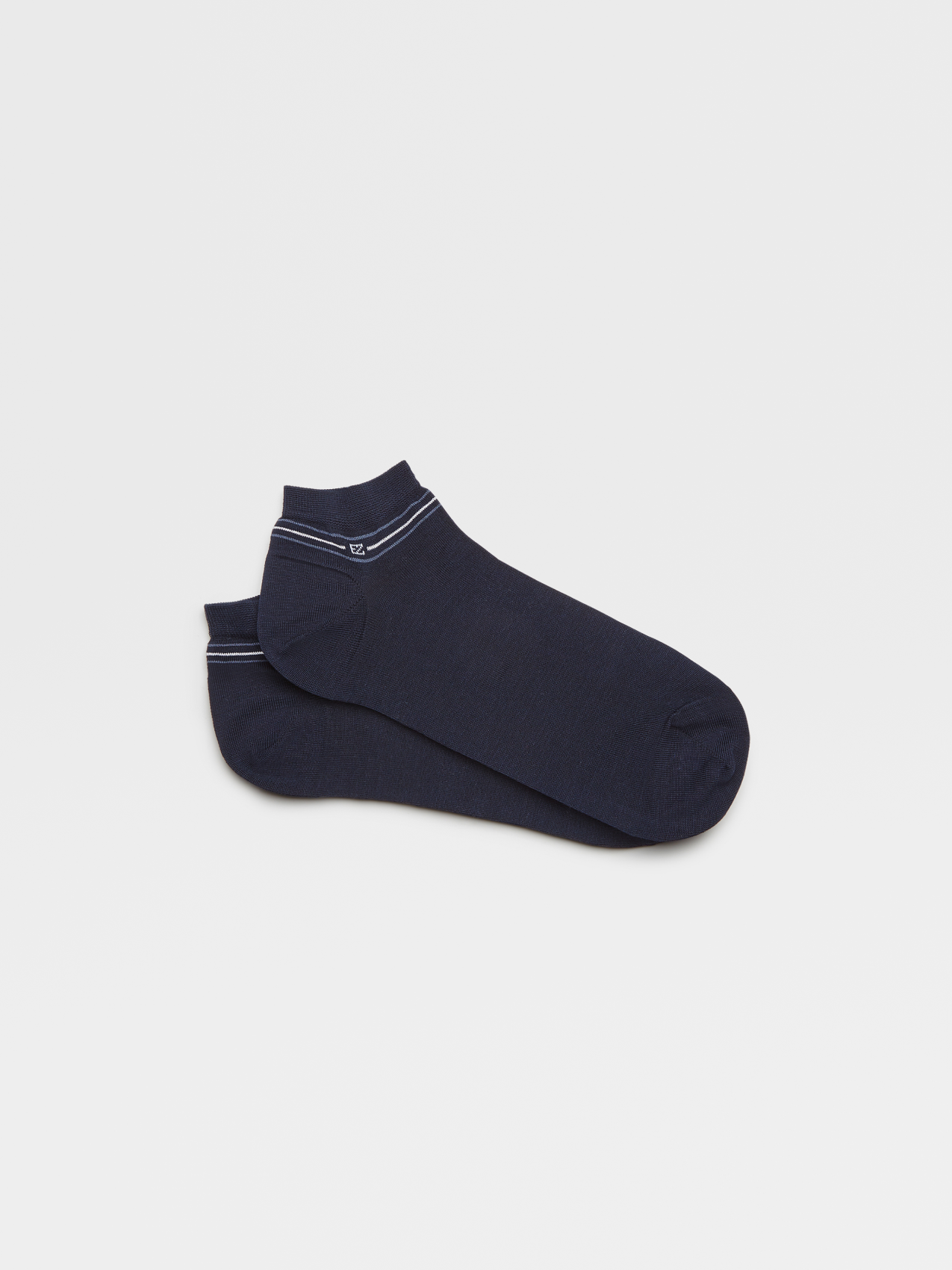 Navy Blue Cotton Blend Sneaker Socks